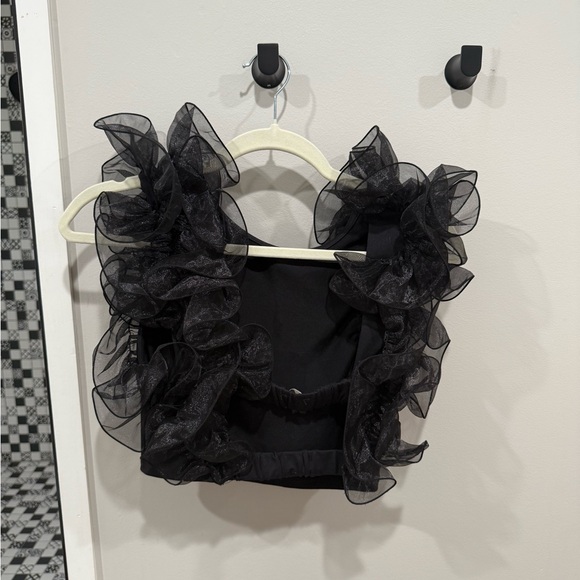 Free People Black Ruffle Tank Top - Picture 3 of 4